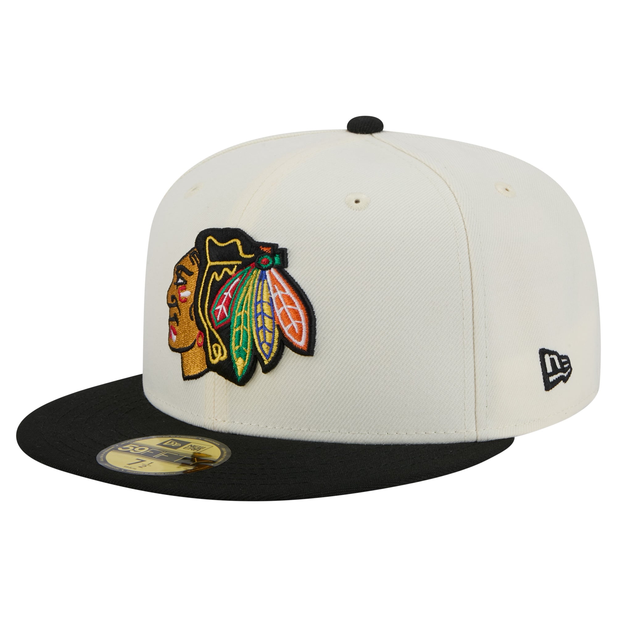 Men's New Era White Chicago Blackhawks Chrome Two-Toned 59FIFTY Fitted Hat